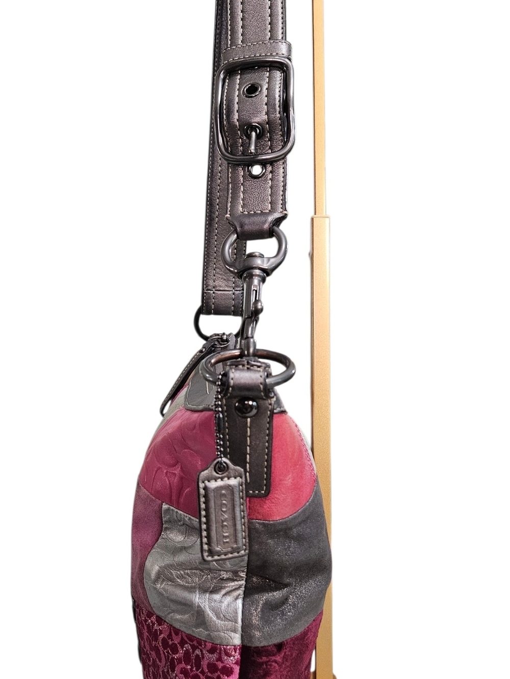 Coach Patchwork Shoulder Bag in Pink and Silver - Picture 5 of 14